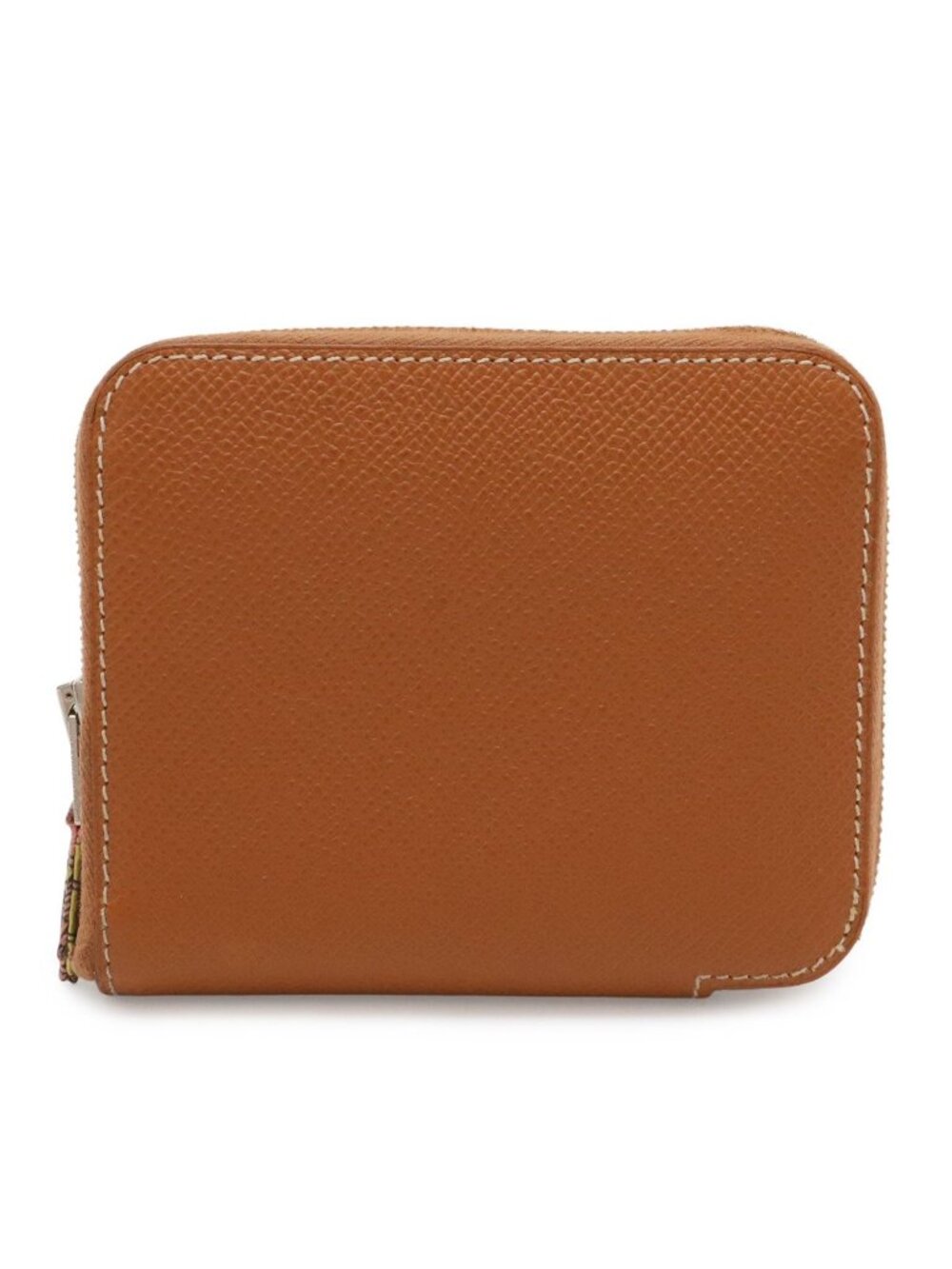 Hermes Azap Silk'in Compact Coin Purse Zip Around Veau Epsom Cognac
